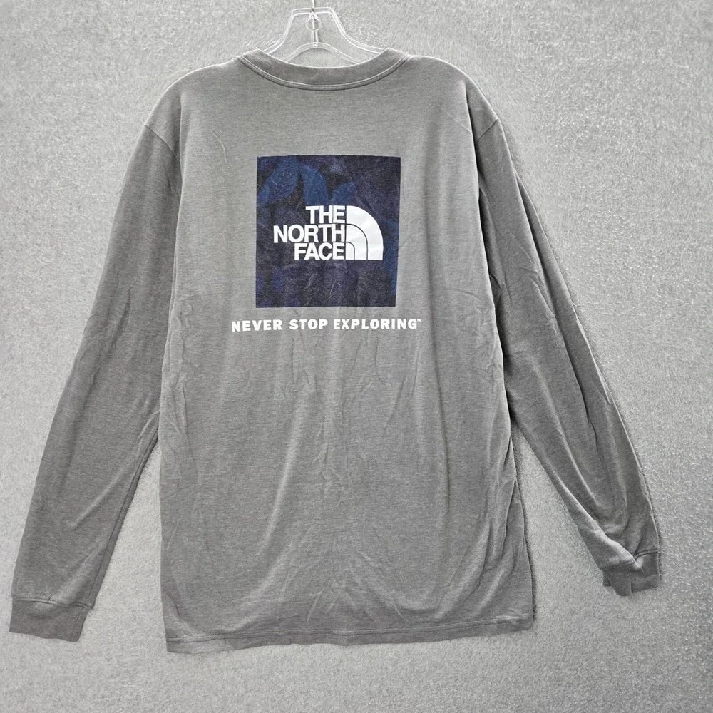 The North Face Men‎ Shirt Small Gray Wandered Tonal Box Logo Long Sleeve